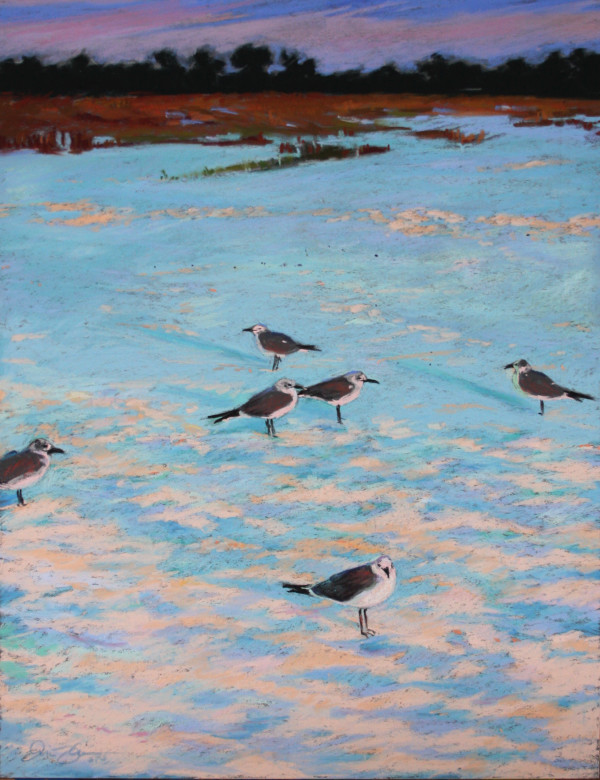 Six Seagulls on Sand by Lisa Gleim