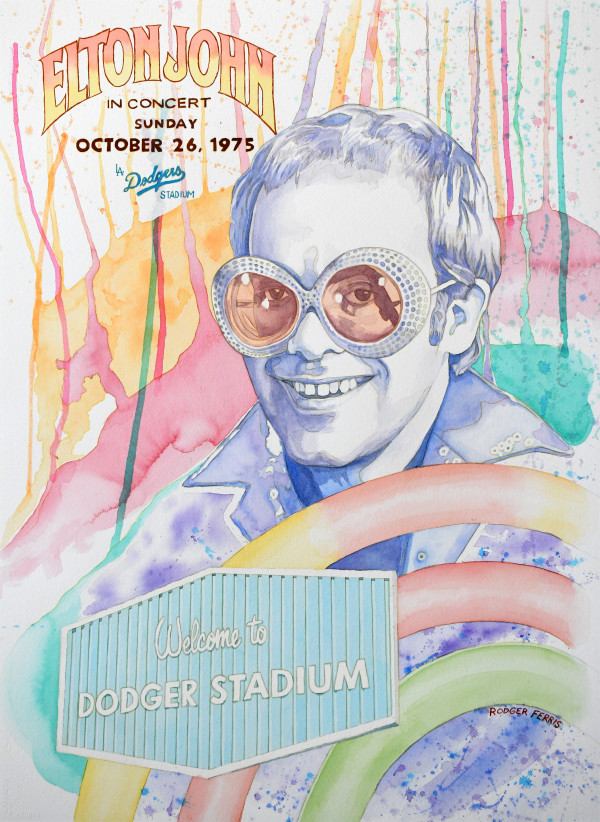 Elton John at Dodger Stadium by Rodger Ferris