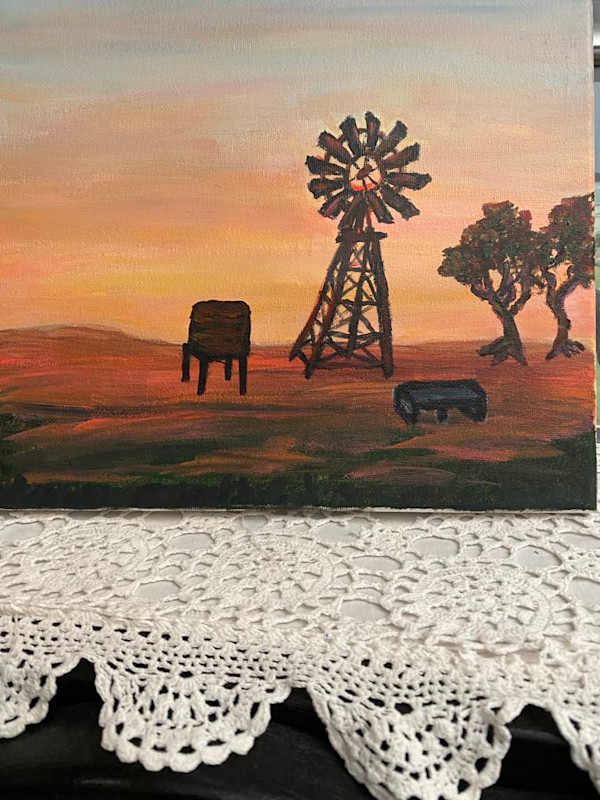 Windmill At Sunset by Sally Weston