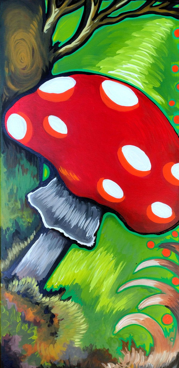 Amanita in a Green Forest by Laura Noel