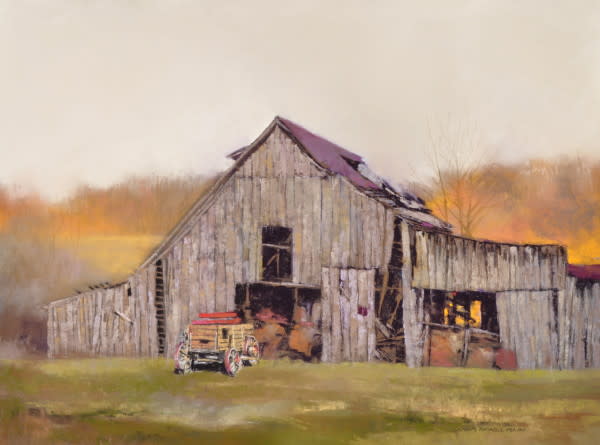Barn and Wagon by Dennis Rhoades