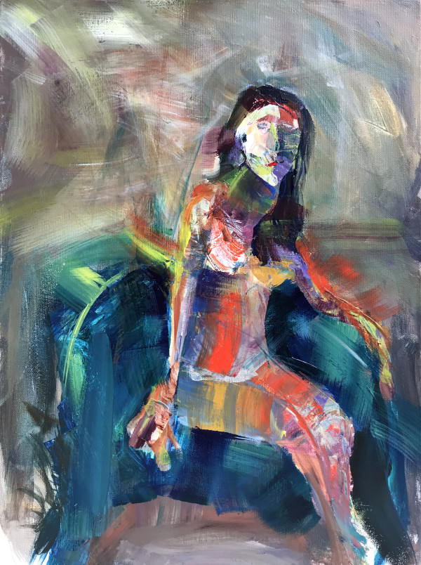 Woman On The Green Chair