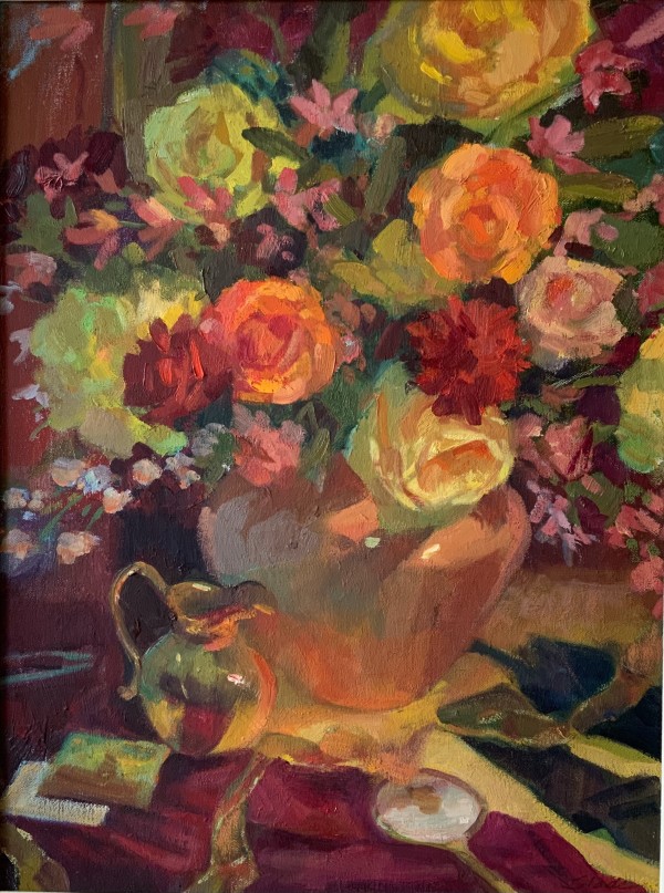 Roses with Brass Pitcher