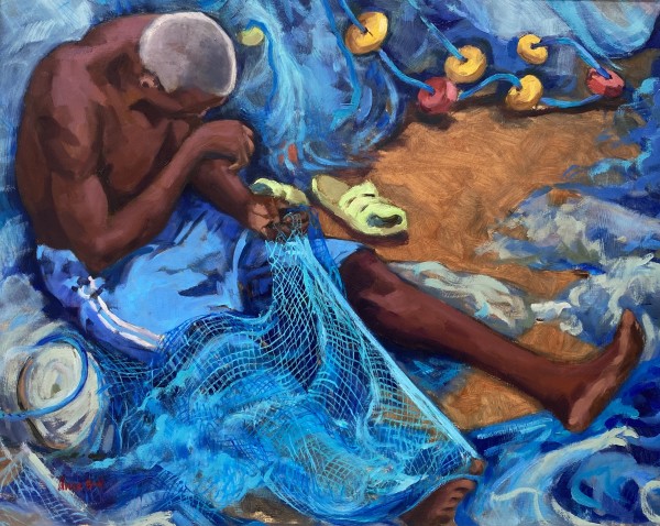 Ghanaian Fisherman by Anne Blankson-Hemans Fine Art