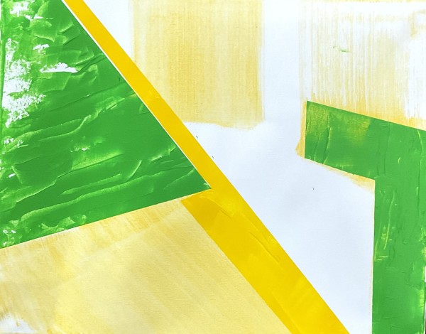 floating yellow blocks w green by Paige Zirkler