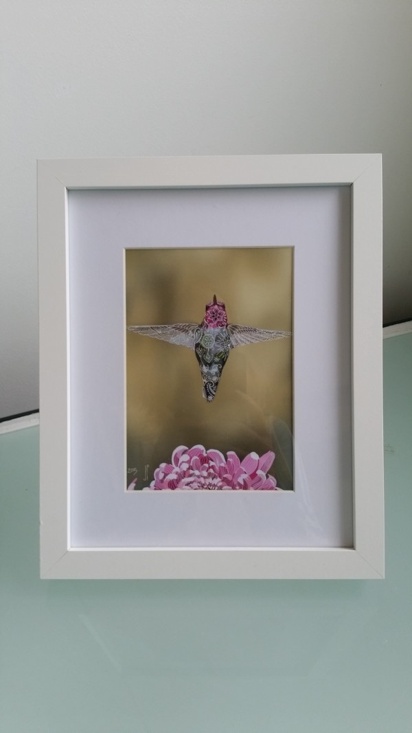 Hummingbird - In the Pink by Jo Richards Mixed Media Artist