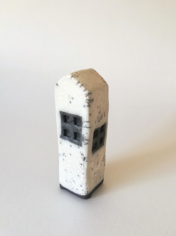 Raku House - white ash I by Jo Richards Mixed Media Artist