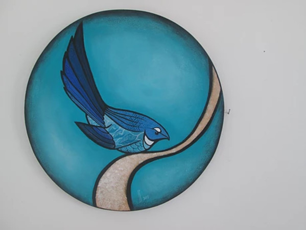 Turquoise Fantail by Jo Richards Mixed Media Artist