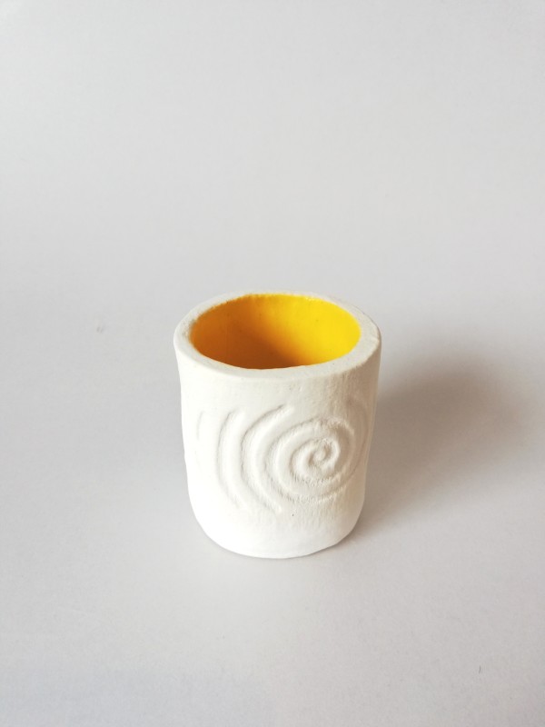 Sunny Yellow Pot - spiral small by Jo Richards Hooker Artist