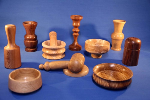 Collection of turned pieces by Roger Titmuss