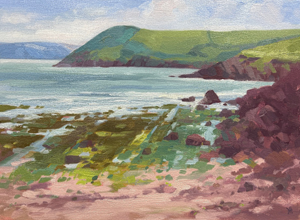 Manorbier Red Rocks & Seaweed by Dawn Harries