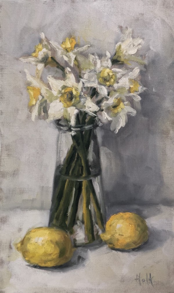 Daffodils with two Lemons by Holt Cleaver