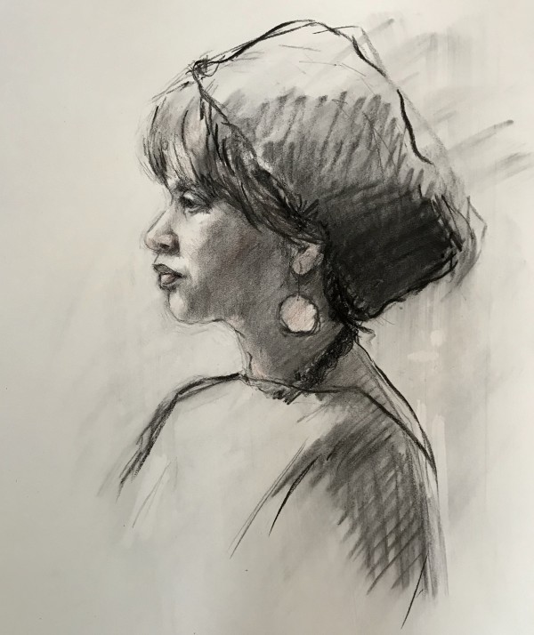 Woman with Hat and Earrings