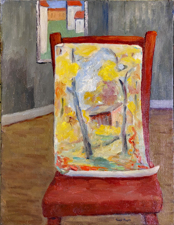 Painting on a Red Chair by Tunis Ponsen