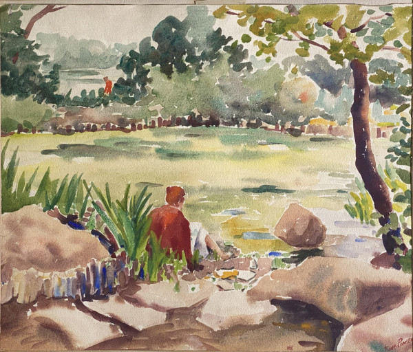 Painting at the Pond by Tunis Ponsen