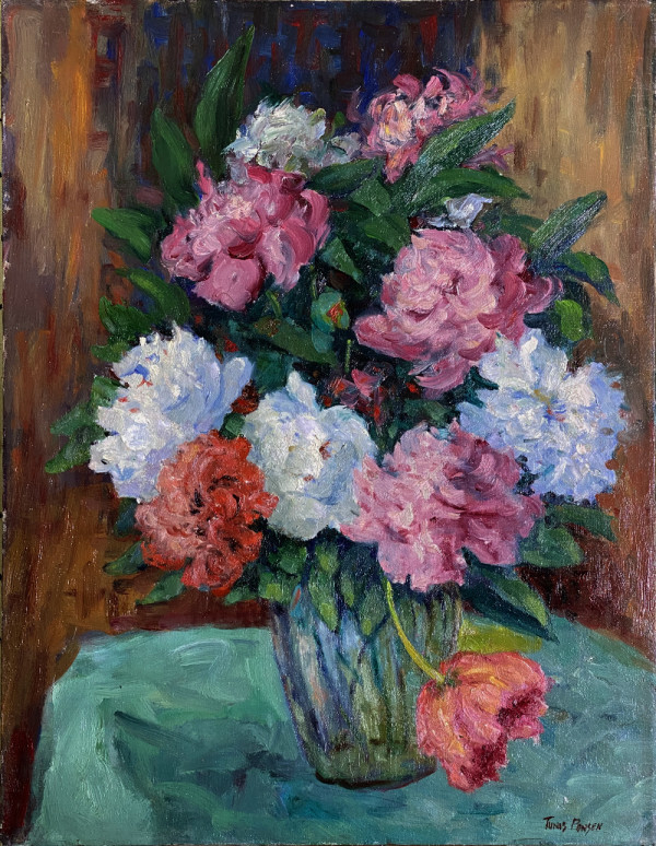 Red, White and Pink Flowers in Glass Vase by Tunis Ponsen