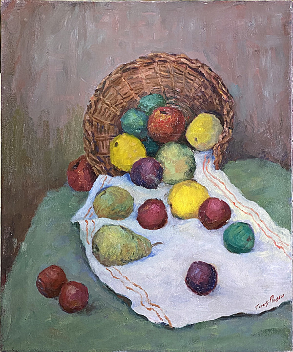 Still Life w Wicker Basket and fruit by Tunis Ponsen