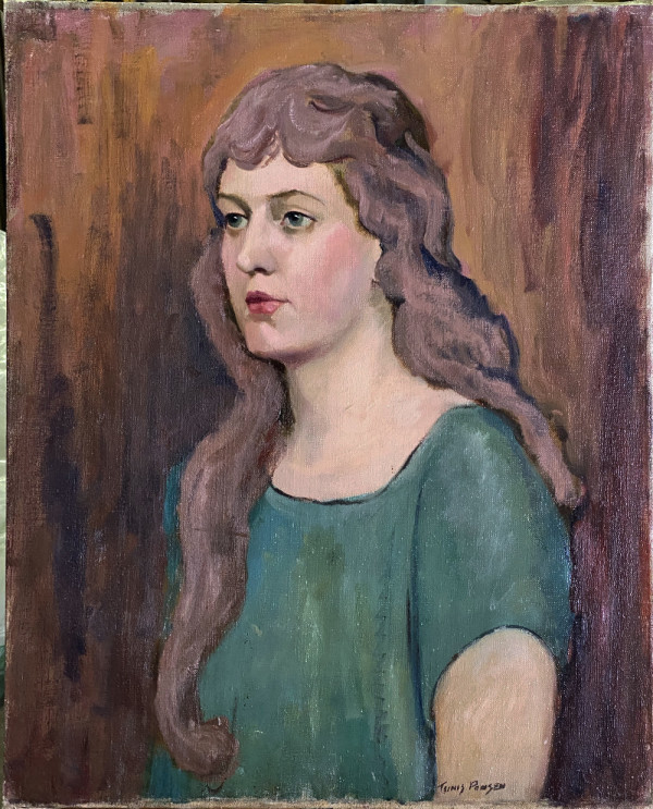 Portrait of a Brunette Woman in Green Top by Tunis Ponsen