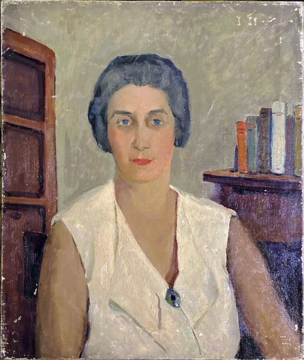 Portrait of Woman with white top and Brooch by Tunis Ponsen