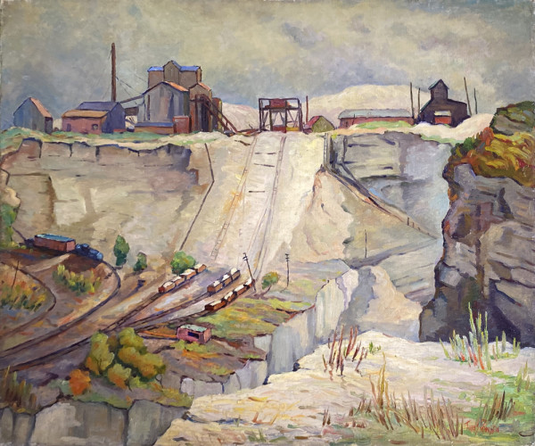 Quarry with Rail Cars and Tracks by Tunis Ponsen