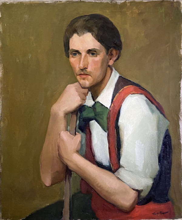 Seated Male with White shirt and Red Vest by Tunis Ponsen