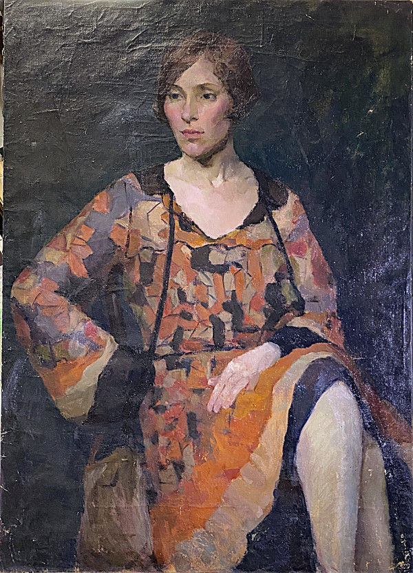 Seated Woman in Fall Colored Dress by Tunis Ponsen