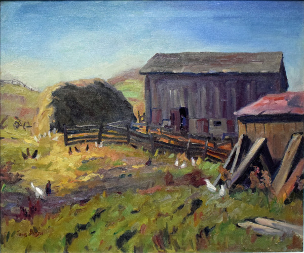 Barn and Haystack with Chickens by Tunis Ponsen