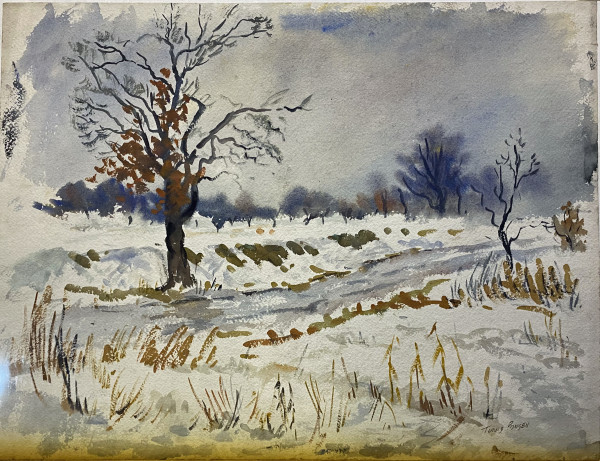 Winter Landscape with Fall-colored Leaves on Tree by Tunis Ponsen