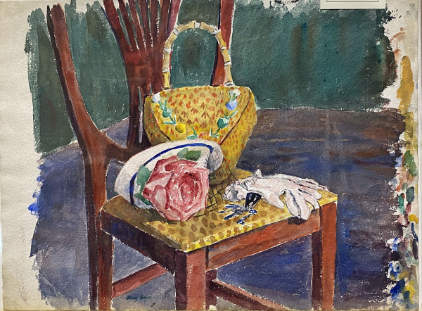 Hand Bag and Gloves Still Life on Chair by Tunis Ponsen
