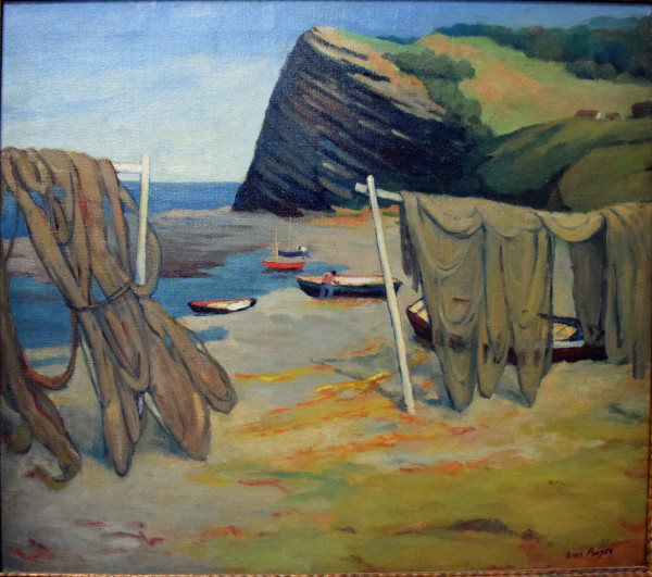 Gaspe Fishing Nets and Boats on Shore by Tunis Ponsen