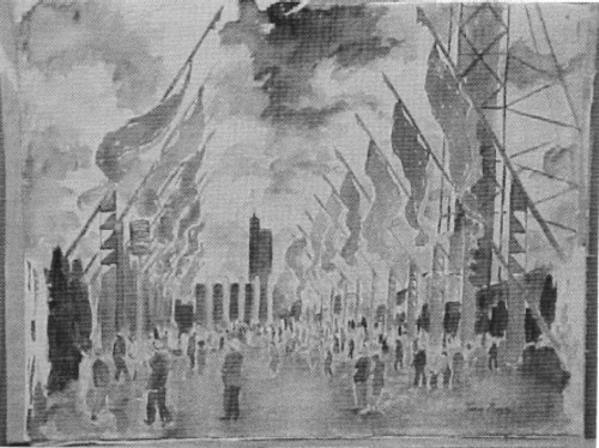 Study for Avenue of Flags, Chicago World's Fair, 1933 by Tunis Ponsen