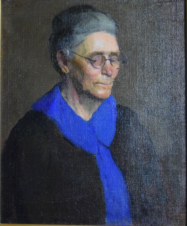 Old Woman with Blue Blouse and Glasses by Tunis Ponsen