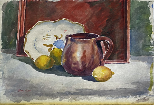 Red Pitcher, Plate and Lemons by Tunis Ponsen
