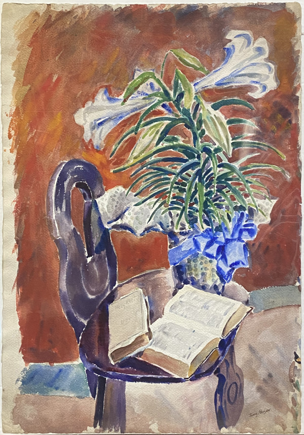 Easter Lilies with Bible on Chair by Tunis Ponsen