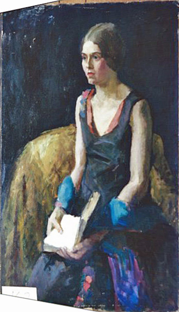 Seated Young Woman with Dark blue Dress and Book by Tunis Ponsen