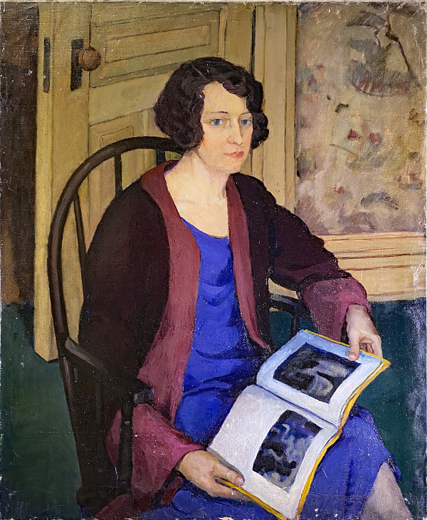 Seated Woman in Blue Dress with Book by Tunis Ponsen