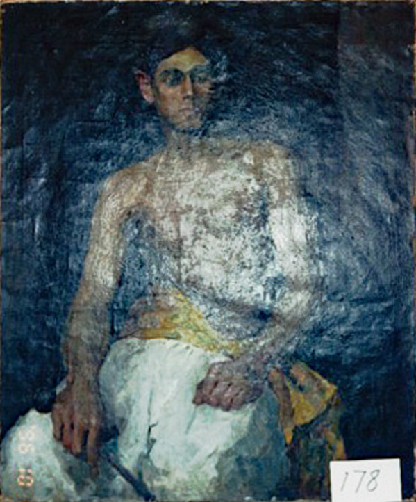 Seated Man with Pipe, Bare Chest and Blanket over Legs by Tunis Ponsen
