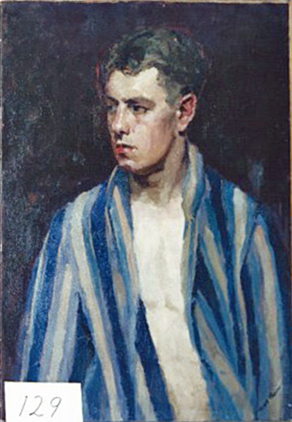 Man in Open Blue Striped Robe by Tunis Ponsen