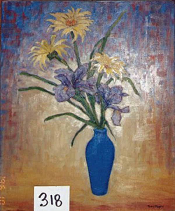 Floral Still Life with Blue Vase by Tunis Ponsen
