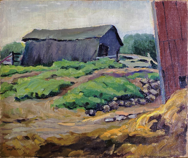 Leaning Grey Barn with patches by Tunis Ponsen