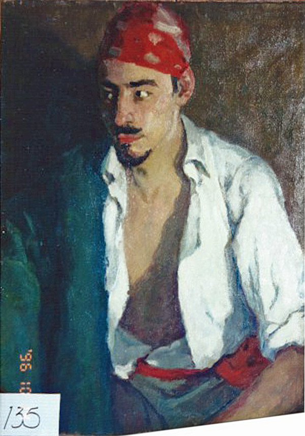 Portrait of Exotic Man with Red Bandana and Belt by Tunis Ponsen