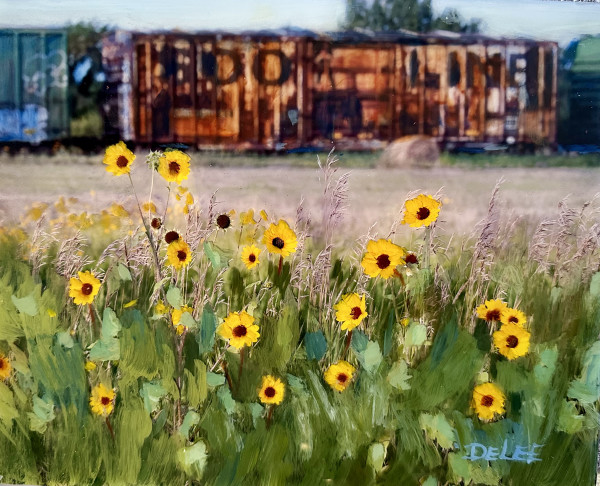 SOO LINE & SUNFLOWERS by DeLee Grant