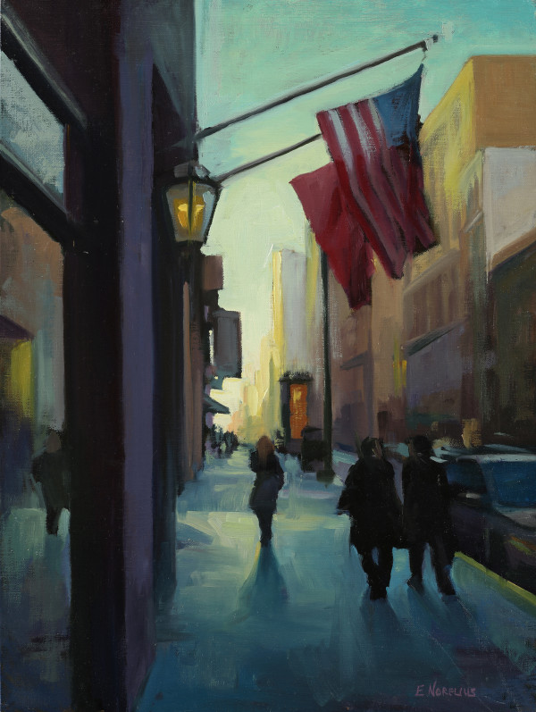 Evening Flags Flying in the City by Erica Norelius