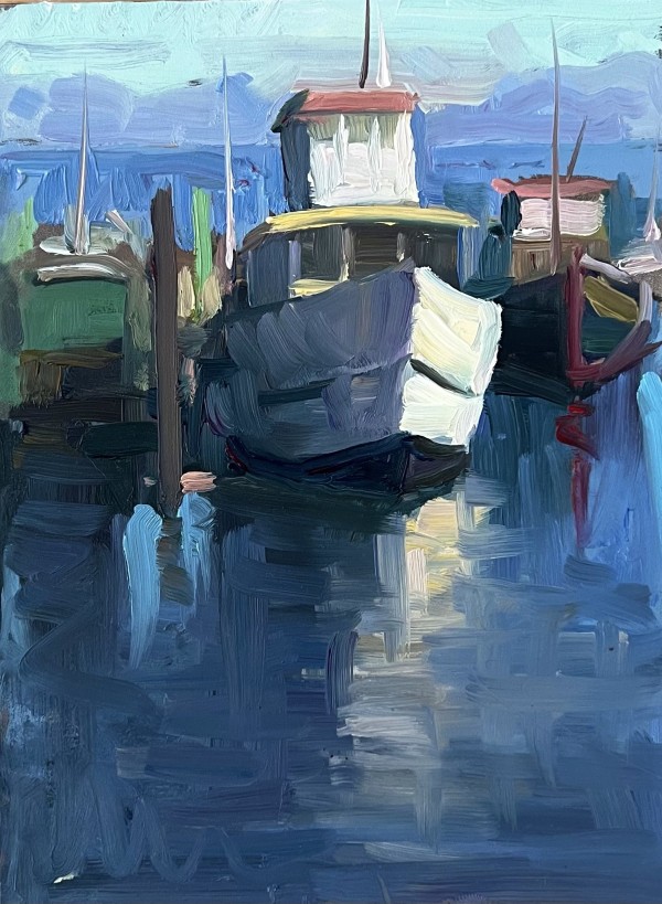 Boats Docked Plein Air by Erica Norelius