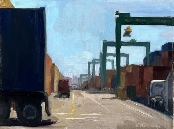 Port of Oakland Loading Dock, Plein Air by Erica Norelius