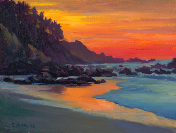 Orange Sunset, Agate Beach by Erica Norelius