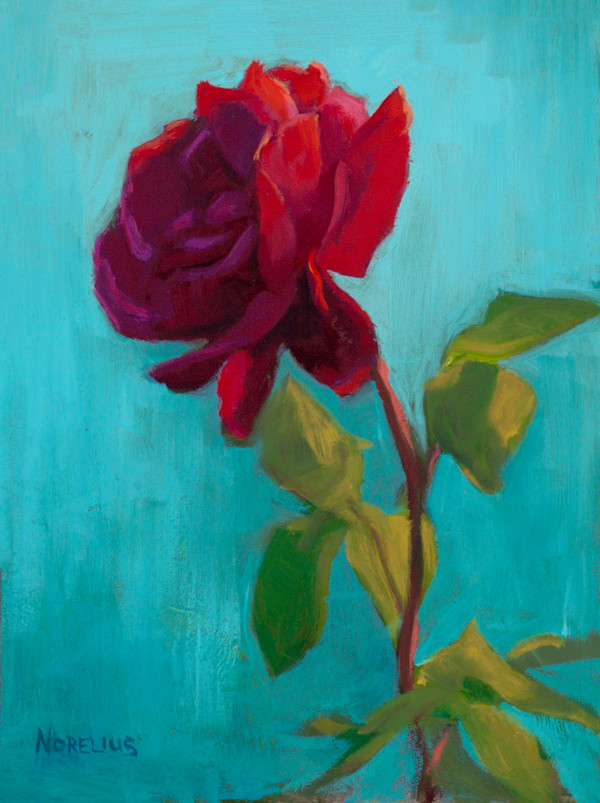 Magenta Rose on Blue by Erica Norelius
