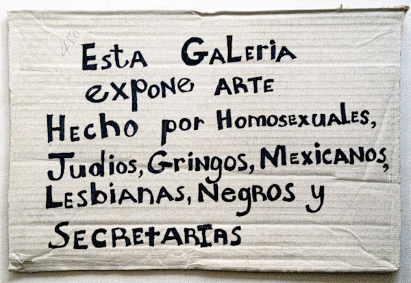 Esta Galeria (from an ongoing series of cardboard signs) by Alejandro Diaz