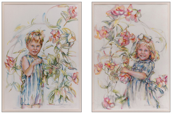 A Pair of Portraits: The Ardery Twins by Millicent Ford Creech by Millicent Ford Creech
