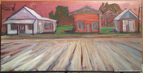 The Old Stores at Chelford, Mississippi County, Arkansas, painted on location by Norwood Creech